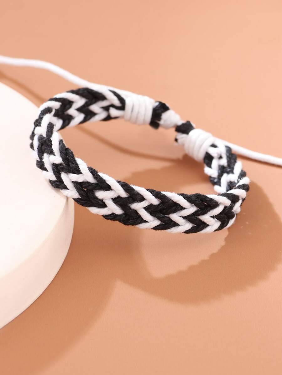 1 cái vòng đeo tay bện - Đen và trắng - Xem 1