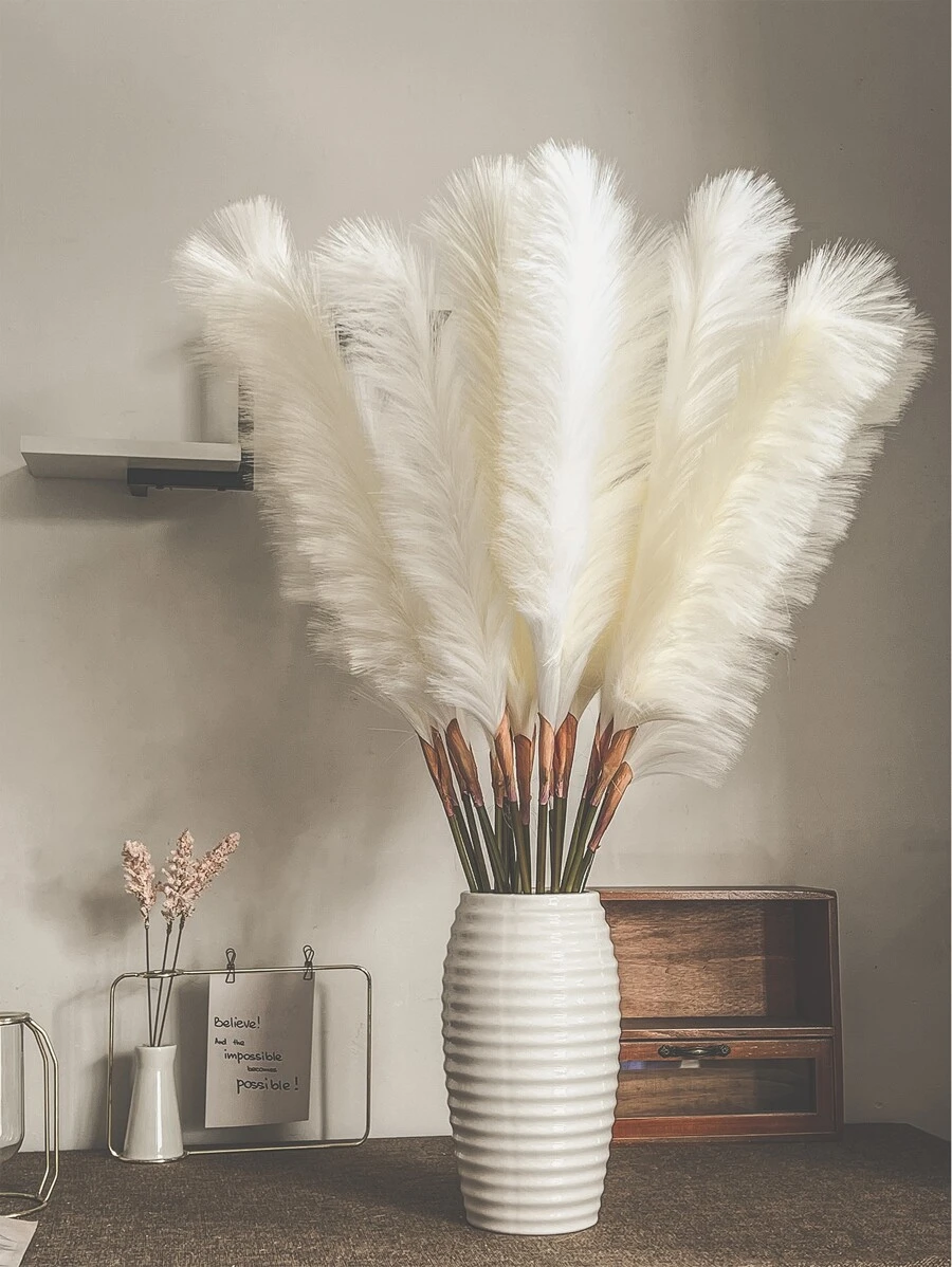 1 件人造蒲苇草 31.5 英寸高蓬松人造假花波西米亚风格装饰芦苇草花瓶填充物农舍家居婚礼装饰、假植物、秋季装饰、房间、书桌、花园装饰、房间装饰用品、情人节、礼物、生日毕业、秋季装饰、秋季 - 白色 - 查看 1