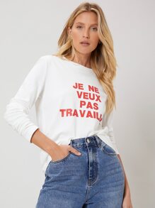 MOTF PREMIUM Áo thun Thẳng In - trắng - Xem 1