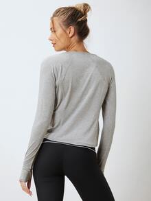 SHEIN Modal Twist Sports T-Shirt - Light Grey - View 2