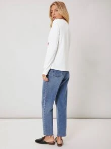 MOTF PREMIUM Áo thun Thẳng In - trắng - Xem 2