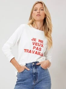 MOTF PREMIUM Áo thun Thẳng In - trắng - Xem 3