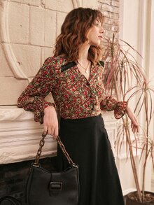 SHEIN 碎花V領襯衫 - 彩色 - 查看 5