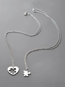 2pcs Puzzle Pendant Necklace