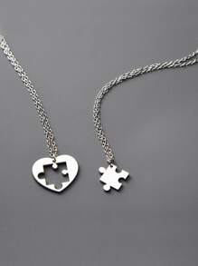 2pcs Puzzle Pendant Necklace