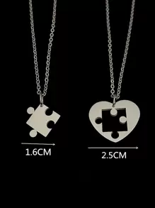 2pcs Puzzle Pendant Necklace