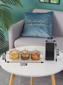 Bandeja de servicio de metal de 1 pieza con caja de almacenamiento de plástico de 3 piezas y tapa, bandeja de refrigerio de estilo europeo para dulces, nueces, galletas - Dorado - Ver 6