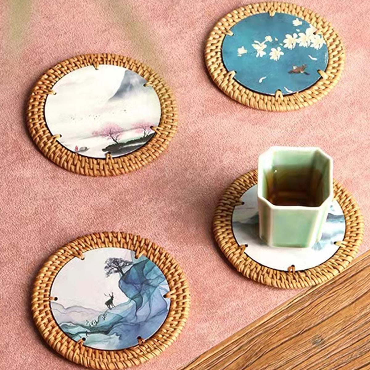 1шт Подставка из ротанга со случайным узором