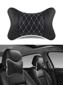 1pc Car Headrest Neck Pillow - Black - View 4
