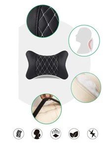 1pc Car Headrest Neck Pillow - Black - View 5