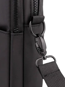 Estudiantes de secundaria Universidad Novato bandolera multifuncional bandolera bandolera casual Mini Hombres Bolso Cuadrado para viajes, universidad, aire libre, deportes, viaje - Negro - Ver 5