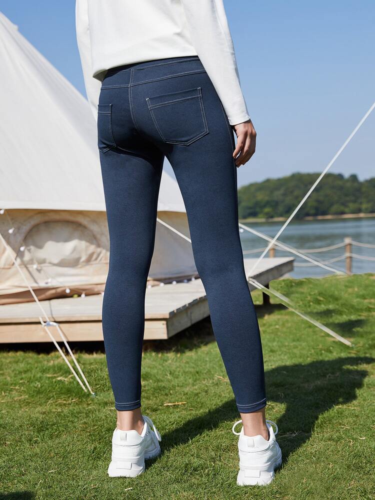 Cropped Whipstitch Sports Leggings