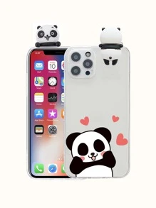 1pc/3d Painted Panda Phone Case Compatible With Iphone 15pro-Max, Compatible With Xiaomi, Compatible With Samsung Protective Cover,International Version, Not The Domestic Version - Clear - View 2