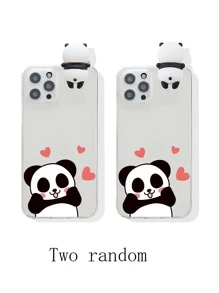 1pc/3d Painted Panda Phone Case Compatible With Iphone 15pro-Max, Compatible With Xiaomi, Compatible With Samsung Protective Cover,International Version, Not The Domestic Version - Clear - View 4