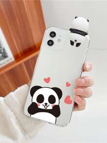 1pc/3d Painted Panda Phone Case Compatible With Iphone 15pro-Max, Compatible With Xiaomi, Compatible With Samsung Protective Cover,International Version, Not The Domestic Version - Clear - View 5
