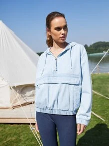 SHEIN Tighten Hem Denim Top - Light Wash - View 1