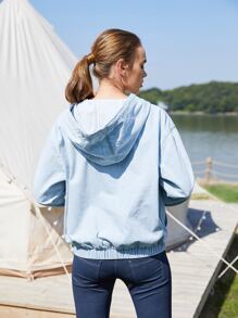 SHEIN Tighten Hem Denim Top - Light Wash - View 2