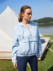 SHEIN Tighten Hem Denim Top - Light Wash - View 5