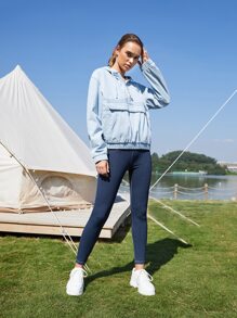 SHEIN Tighten Hem Denim Top - Light Wash - View 7
