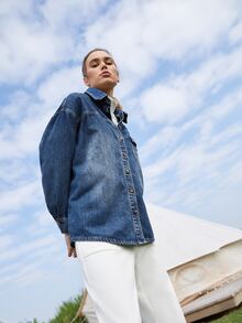 MOTF PREMIUM Cazadora mezclilla amplio - Azul lavado medio - Ver 5