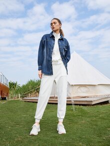 MOTF PREMIUM Cazadora mezclilla amplio - Azul lavado medio - Ver 8