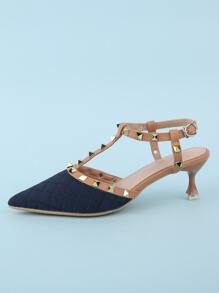 女士优雅尖头高跟鞋，时尚设计百搭正装鞋，适合春夏季 - 藏蓝色 - 查看 4