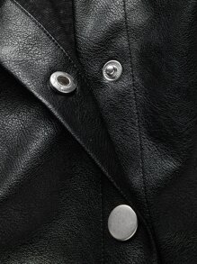 SHEIN Camisa corto con botón de recubierto - Negro - Ver 3