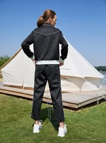 SHEIN TWO TONE SPORTS JACKET & TROUSERS - Black - View 4