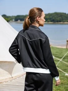 SHEIN TWO TONE SPORTS JACKET & TROUSERS - Black - View 6
