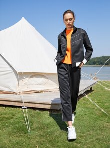 SHEIN TWO TONE SPORTS JACKET & TROUSERS - Black - View 9