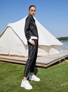 SHEIN TWO TONE SPORTS JACKET & TROUSERS - Black - View 10