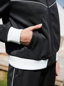 SHEIN TWO TONE SPORTS JACKET & TROUSERS - Black - View 11