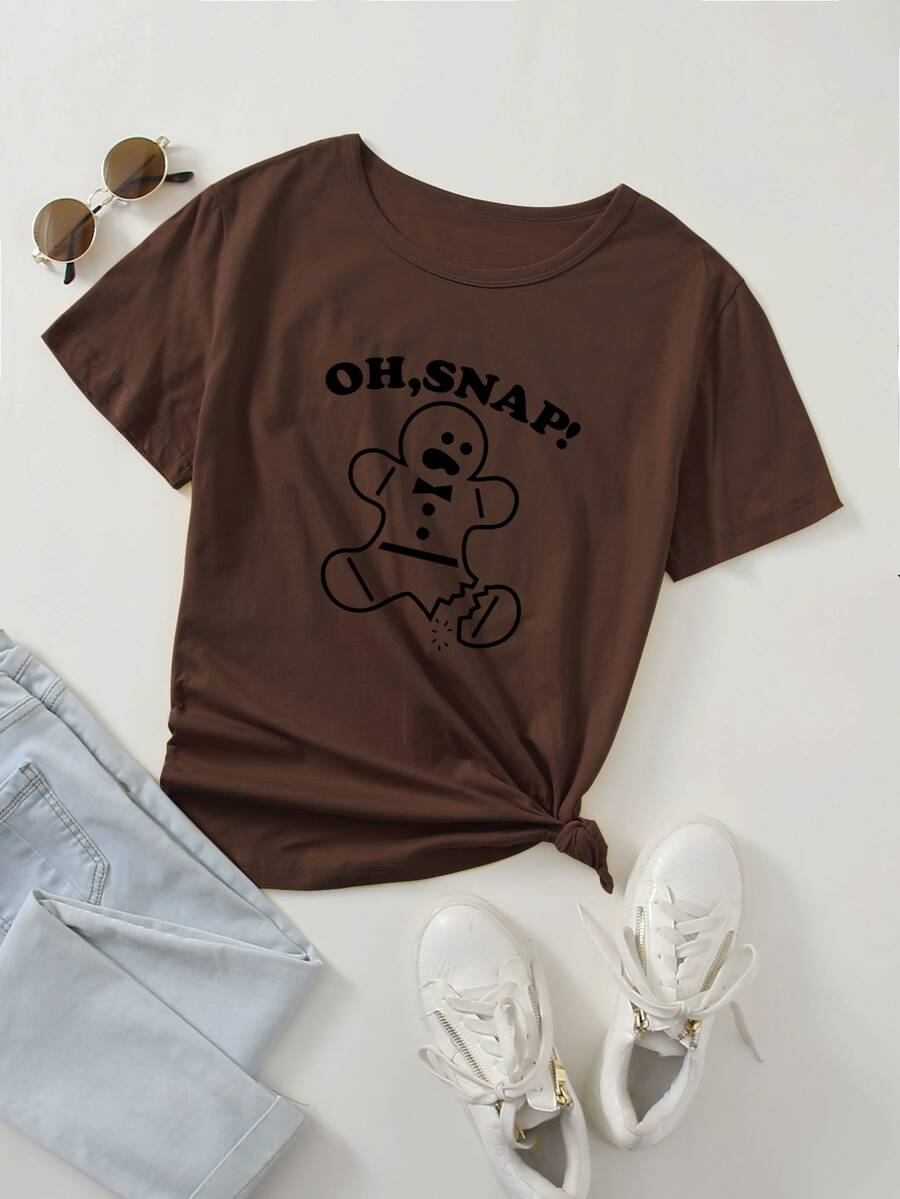 Camiseta Navidad & con estampado de slogan - Café integral - Ver 1