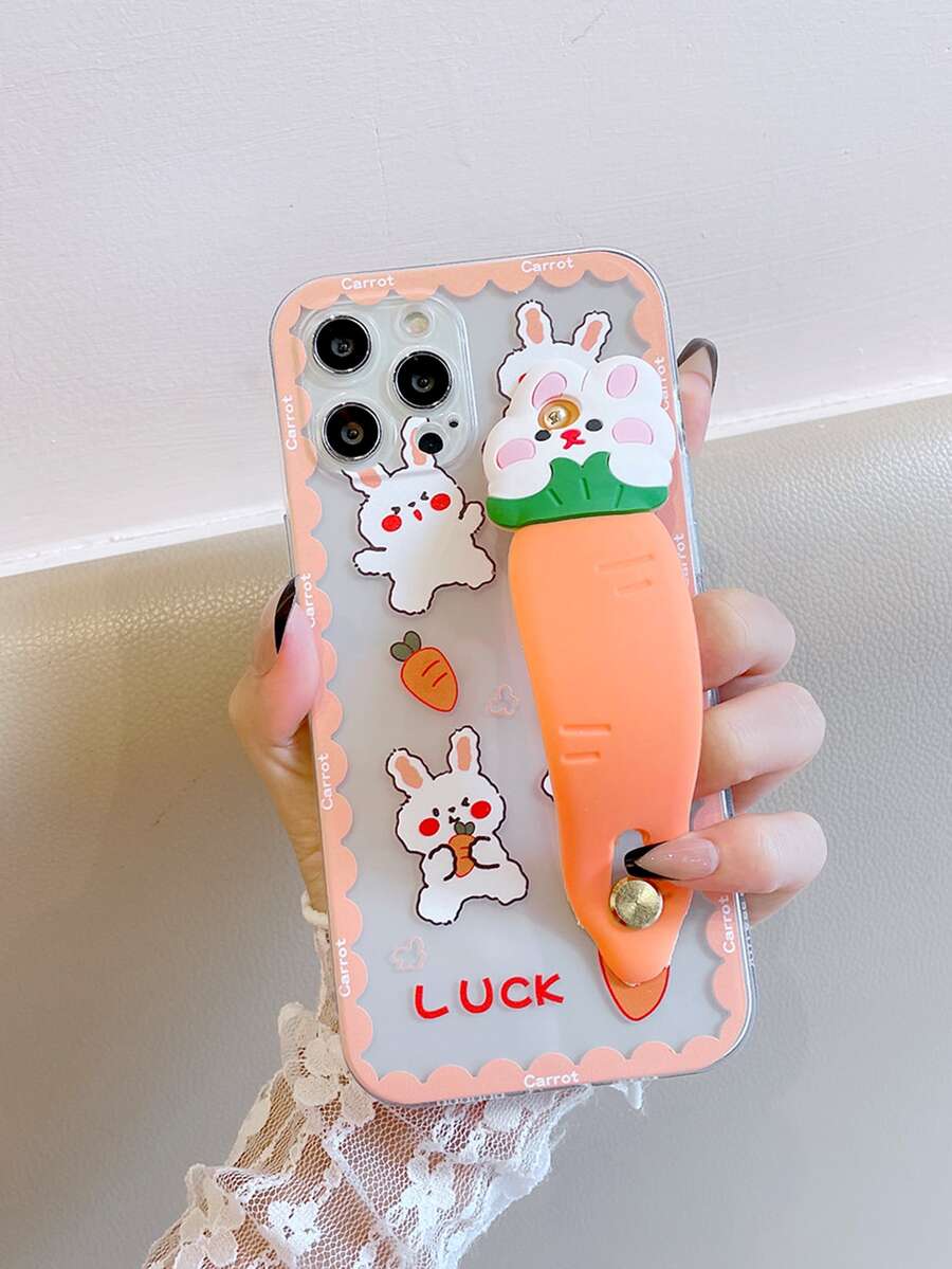 Hộp đựng điện thoại di động in hình thỏ hoạt hình có dây đeo tay - Nhiều màu - Xem 1