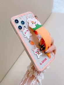 Hộp đựng điện thoại di động in hình thỏ hoạt hình có dây đeo tay - Nhiều màu - Xem 3