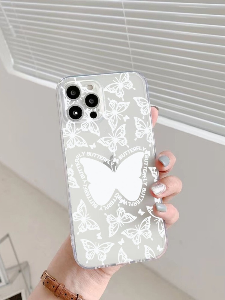 Funda de celular transparente con patrón de mariposa - transparente - Añade 4