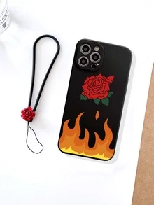 Rose Print Phone Case With Lanyard - Multicolor - View 2
