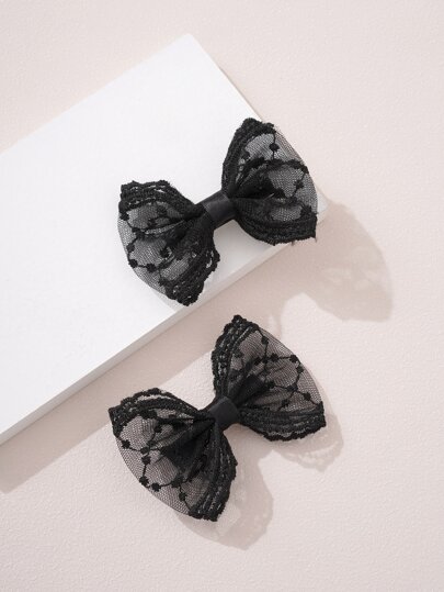 2pcs Girls Bow Decor Hair Clip