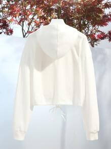 Sinaí Wright Art 草莓和字母圖案抽繩落肩袖連帽衫 - 白色 - 查看 2