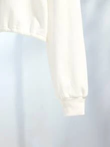 Sinaí Wright Art 草莓和字母圖案抽繩落肩袖連帽衫 - 白色 - 查看 4