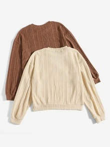SHEIN EZwear 2pcs Ribbed Knit Pullover - Multicolor - View 2