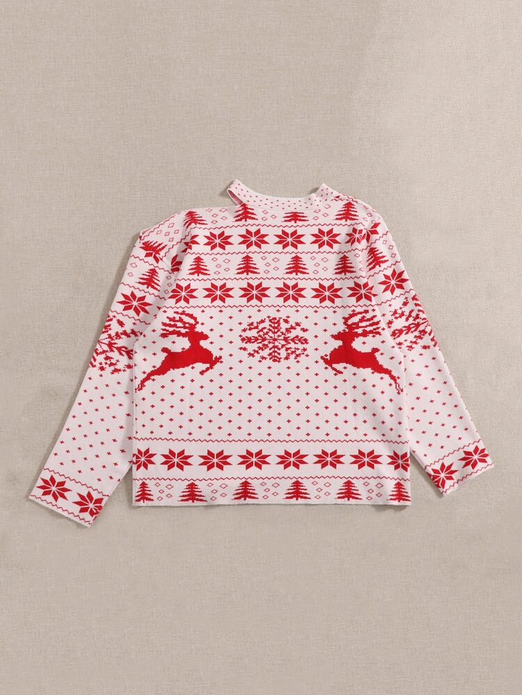 Plus Asymmetrical Neck Christmas Sweater
