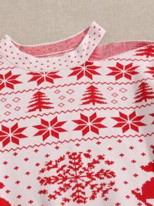 SHEIN EZwear 大碼不對稱領聖誕毛衣 - 彩色 - 查看 3