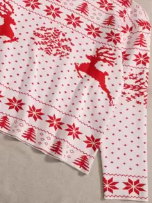 SHEIN EZwear 大碼不對稱領聖誕毛衣 - 彩色 - 查看 4