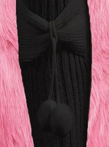 ROMWE Kawaii Pom Pom Decor Leg Warmer - Black - View 4