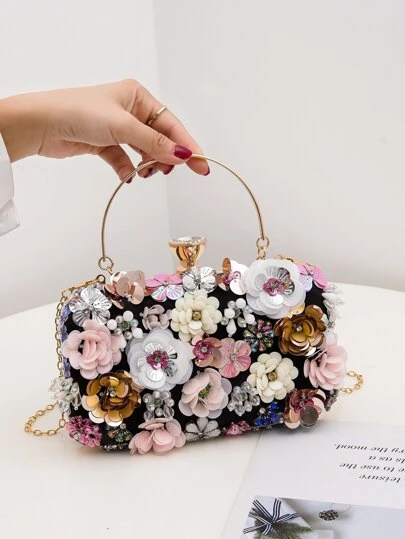 floral decor chain box bag