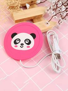 1pc Cartoon Panda Pattern Constant Temperature Heating Coaster - Pink - View 1
