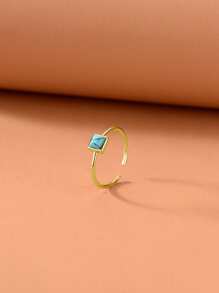 石頭幾何裝飾戒指 - 金黃色 - 查看 2