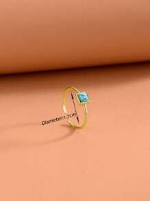 石頭幾何裝飾戒指 - 金黃色 - 查看 3