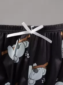 Cartoon Graphic Lettuce Trim PJ Set / Pajama Set